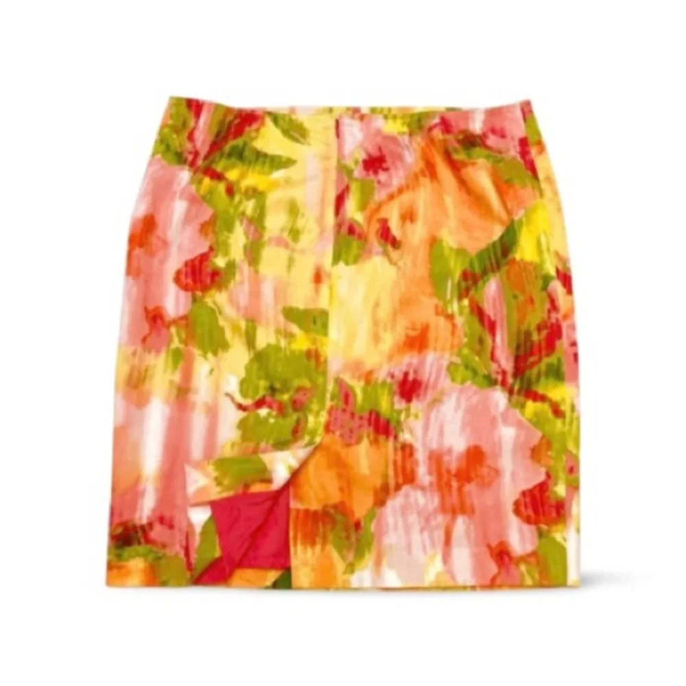 Jones New York Collection Pink, Lime, Yellow, & White Stretch Skirt - Size 16 - Picture 4 of 10